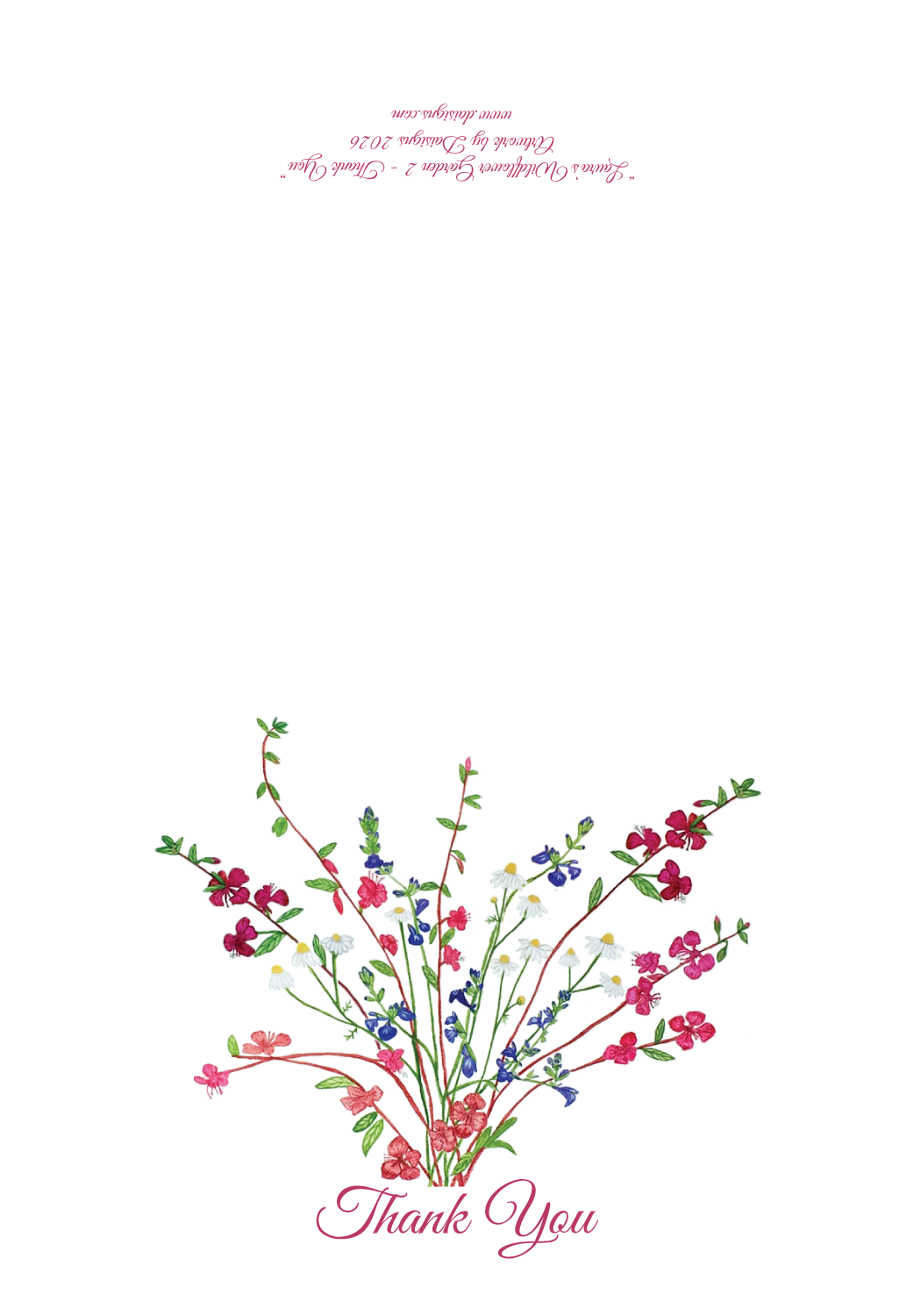 Floral arrangement with 'Thank You' text on a white background