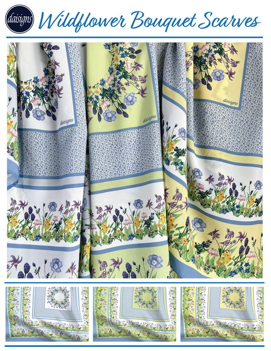 Blue Flower Multi Bouquet Scarf