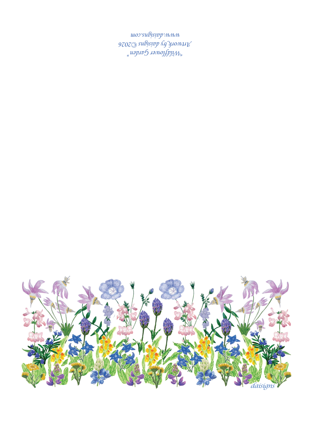 Decorative border of colorful flowers on a white background with text.