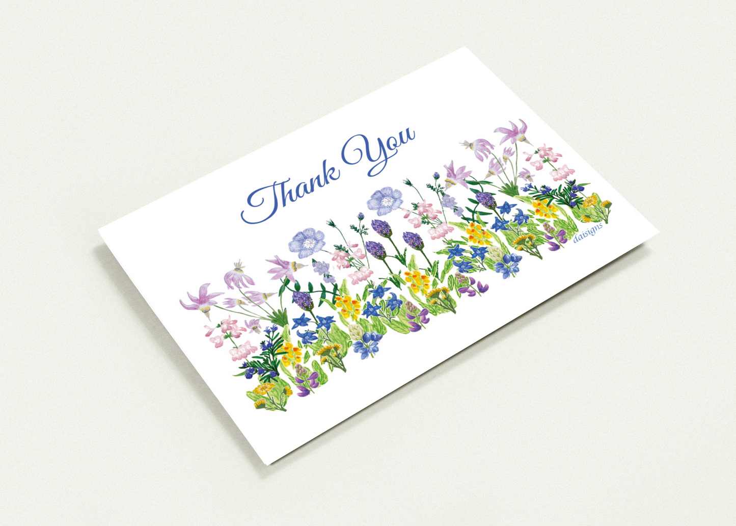 Wildflower Garden Thank You Blue Pack of 10 Greeting Cards
