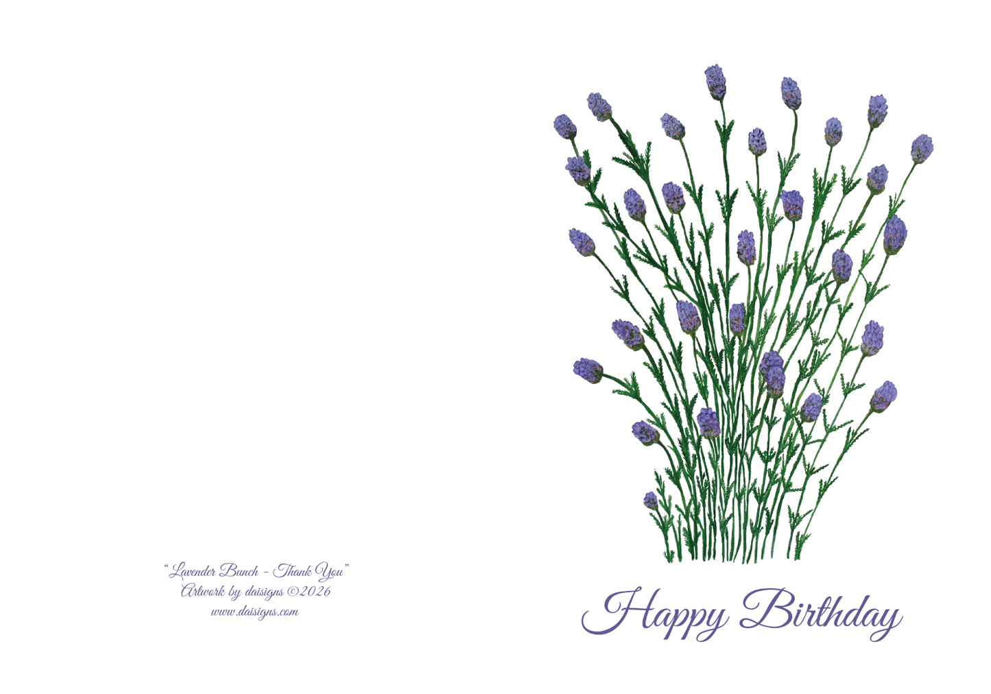 Lavender Bunch Happy Birthday Pack of 10 Greeting Cards