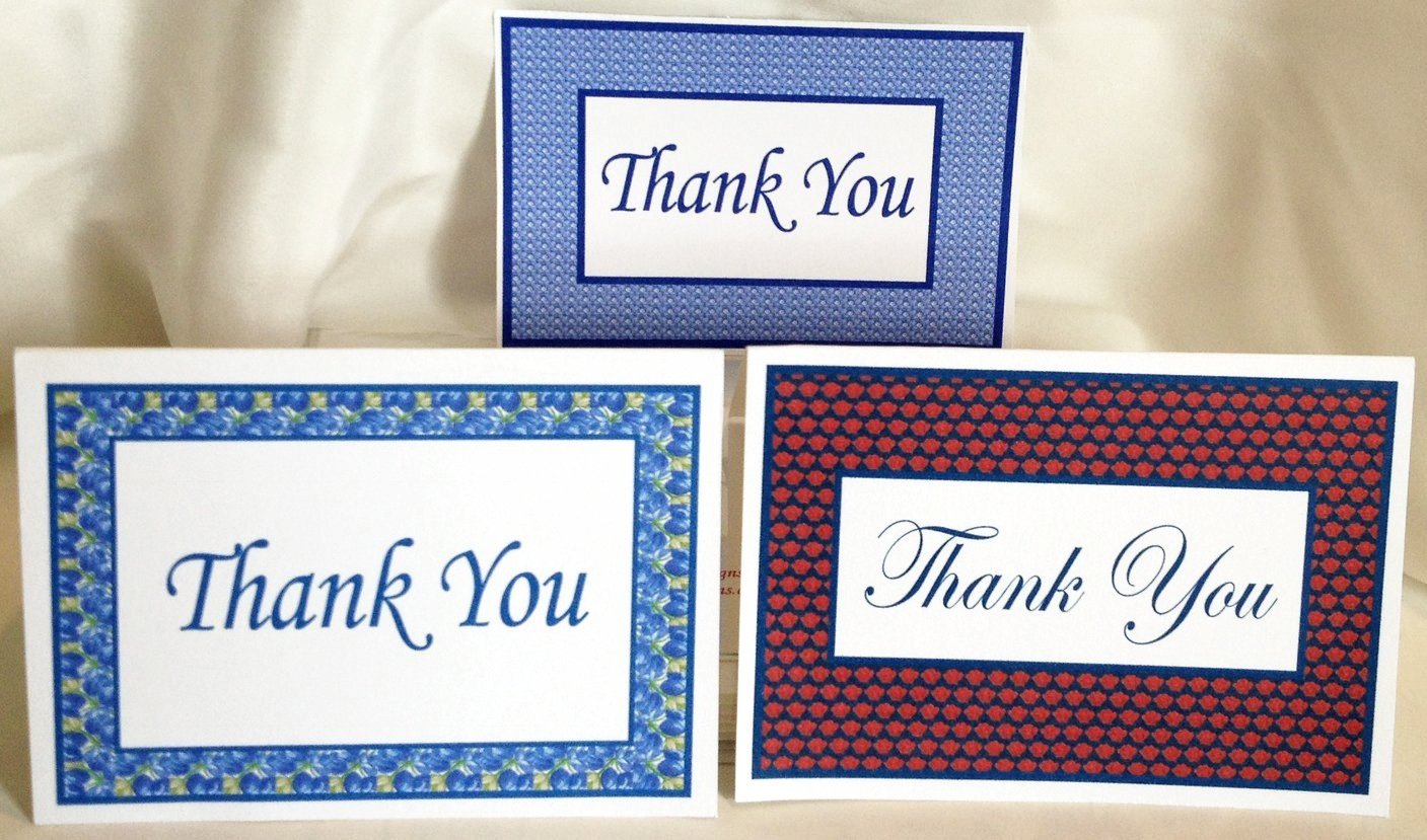 Note Cards - Blue Border Thank You